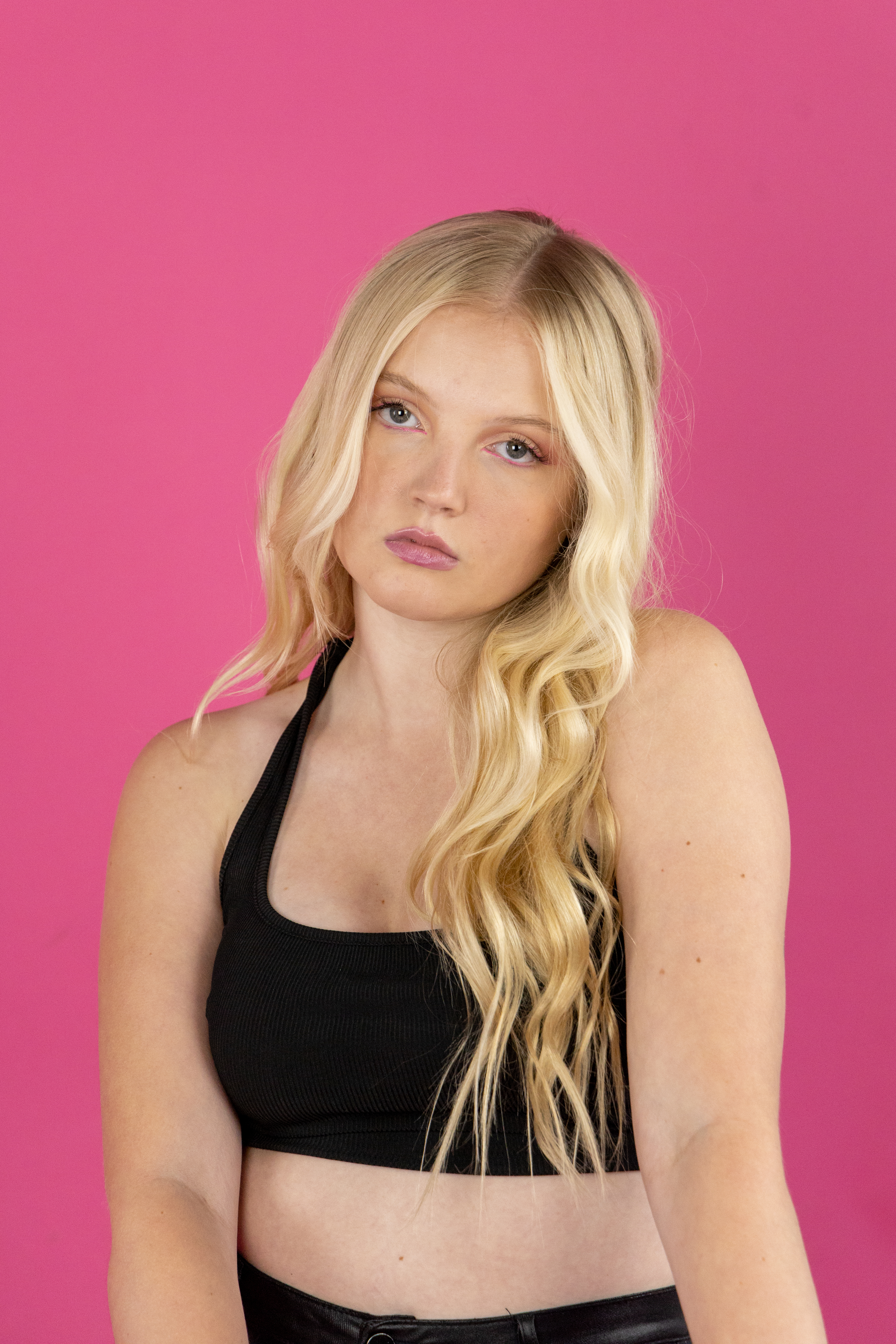 Paige 16 Pink Background Black Top