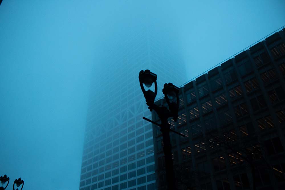 Milwaukee Blue foggy street photo