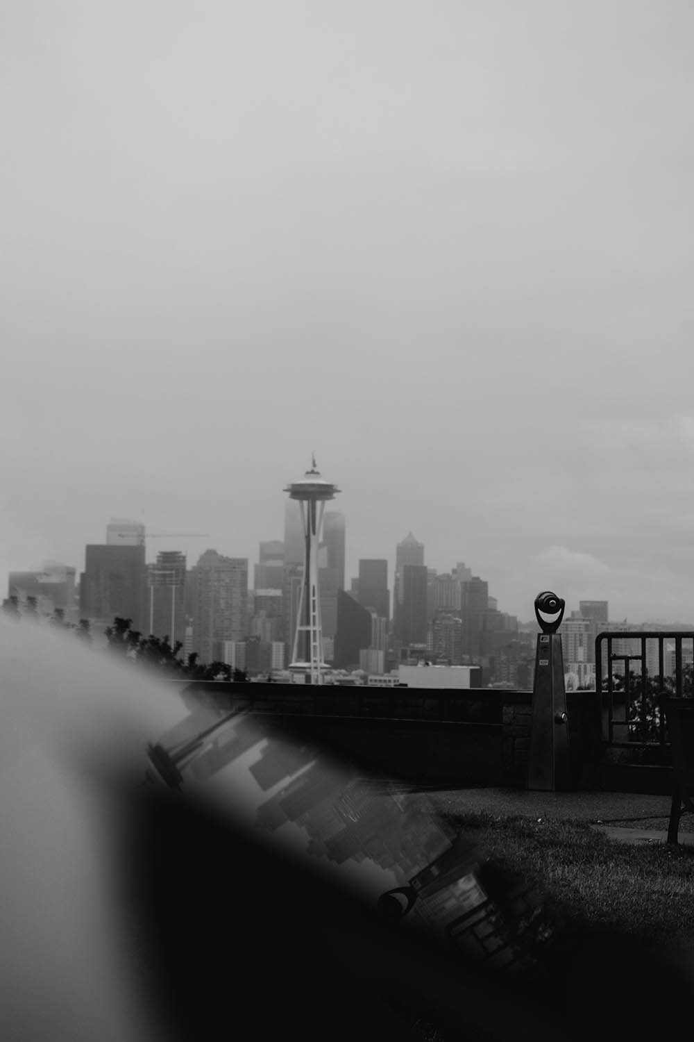 Seattle landscape black and white image