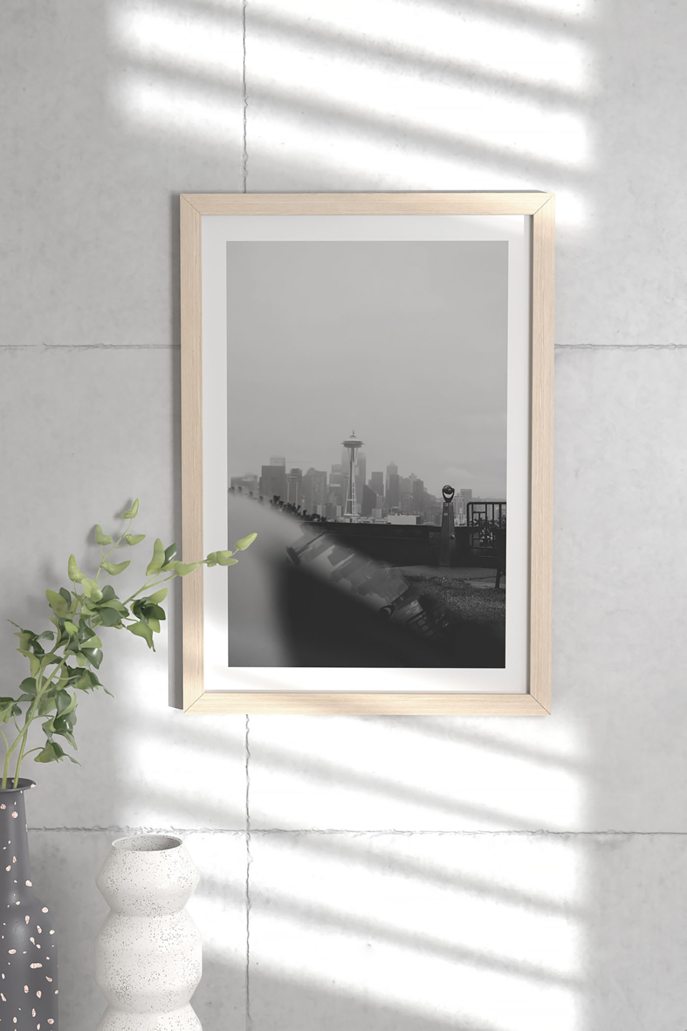 Seattle landscape black and white image